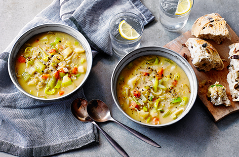 This warming vegetarian soup is packed full of goodness - perfect for keeping you warm on chilly evenings! Serve with crusty bread for hearty winter meal.