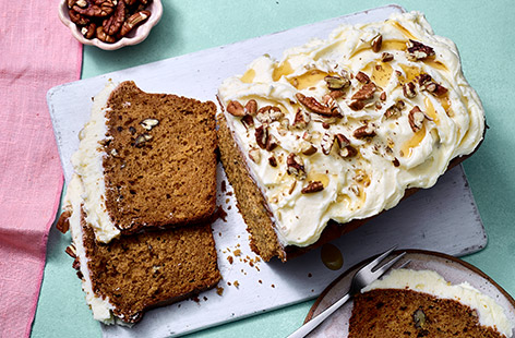 If you like carrot cake, why not try this sweet potato twist? The root veg and maple syrup give a lovely sweetness to the cake, which is perfectly balanced with the nutty, buttercream frosting. Loaf cakes are great for beginner bakers, so anyone can have a go whipping up this teatime treat.