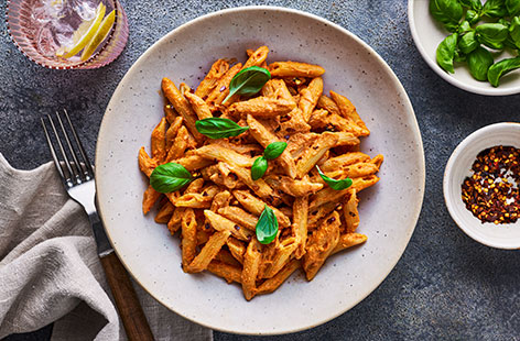 Did you know you can make a creamy pasta sauce using blended tofu? This sundried tomato and basil number is a great dairy-free alternative to jarred pasta sauces and is deliciously easy to knock up. Stir through your favourite pasta and enjoy!