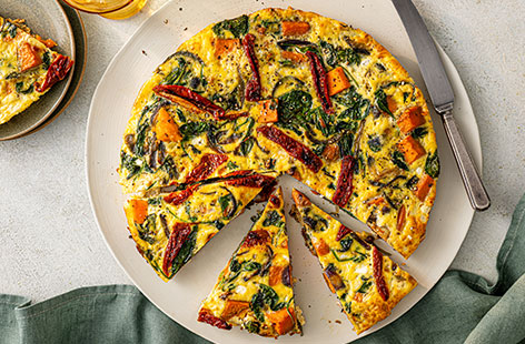 These simple frittata bites make the perfect healthy snack. They're packed with sweet potatoes and spinach to count towards 2 of your 5-a-day, plus cottage cheese for extra protein. This recipe makes 16 bites to keep you and your family snacking all week long.