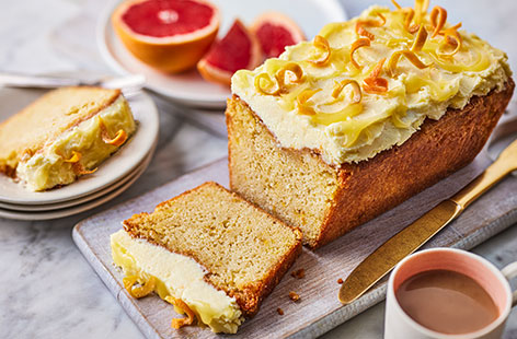 Make the most of citrus season and get baking with our zingy pink grapefruit loaf cake. This double citrus cake has a perfectly moist sponge thanks to the orange and grapefruit syrup. Finish with a drizzle of a cream cheese icing - beautiful!