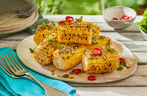 Miso adds a depth of flavour to corn on the cob in this BBQ side dish