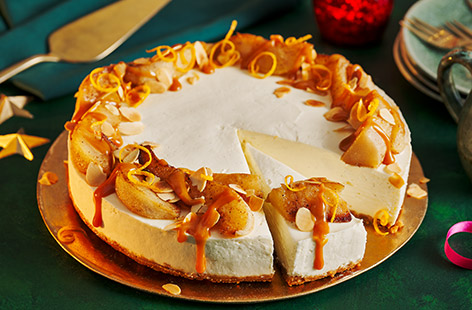This easy, no-bake pear cheesecake is sure to be a Christmas crowd-pleaser