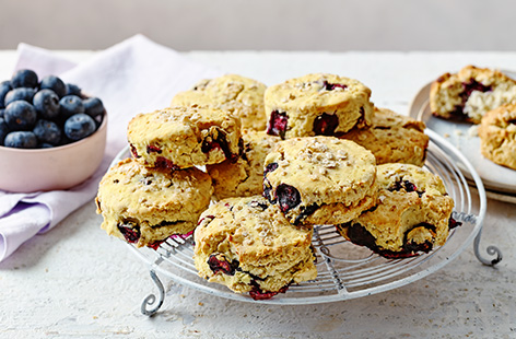 These blueberry and oat scones are gluten-free and vegan! Serve warm with a generous slather of butter. 