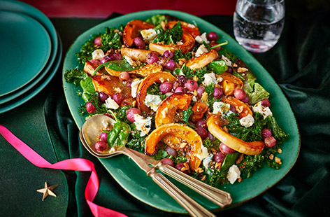 Roasted squash and grapes add warmth to this winter salad that's packed with flavour and crunch. 