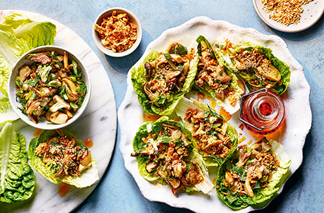 Full of fresh and fragrant Thai flavours, these mushroom lettuce cups feel like a real treat yet are a healthy choice. Topped with toasted rice and crispy onions, make these for a special starter, side or light lunch. 