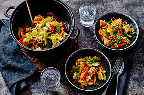 Packed full of veggies, including cabbage, courgettes and carrots, this healthy, one-pot, vegan tofu stew is a real winter warmer. 