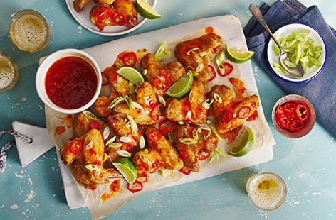 Be prepared to get messy with these sticky 'n' sweet chilli wings