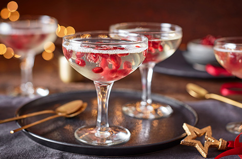 Serve your dinner guests a festive sweet treat with these boozy jellies that pair prosecco and pomegranate seeds.