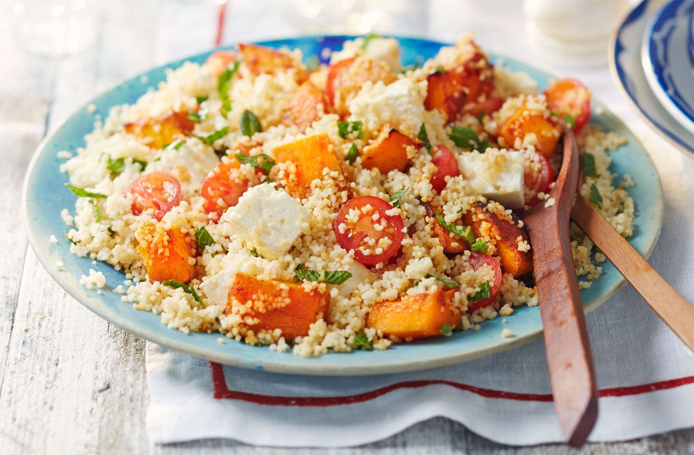 Piri piri squash, feta and couscous salad recipe
