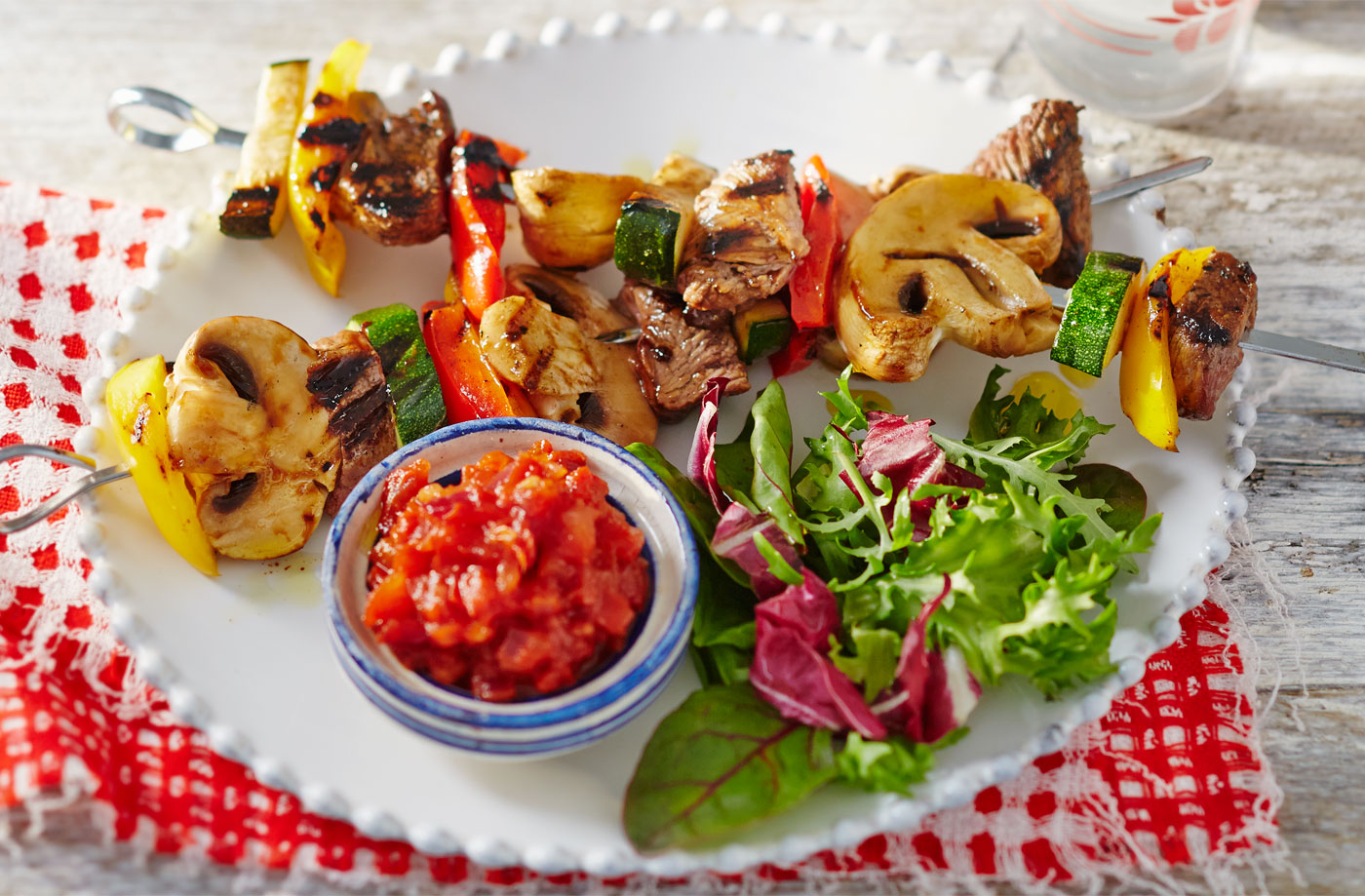 Cola lamb kebabs with spicy tomato relish recipe