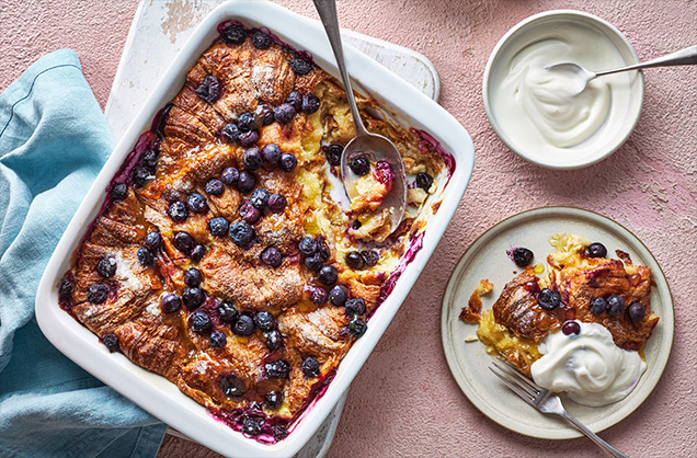 Mother’s Day blueberry and lemon curd croissant bake