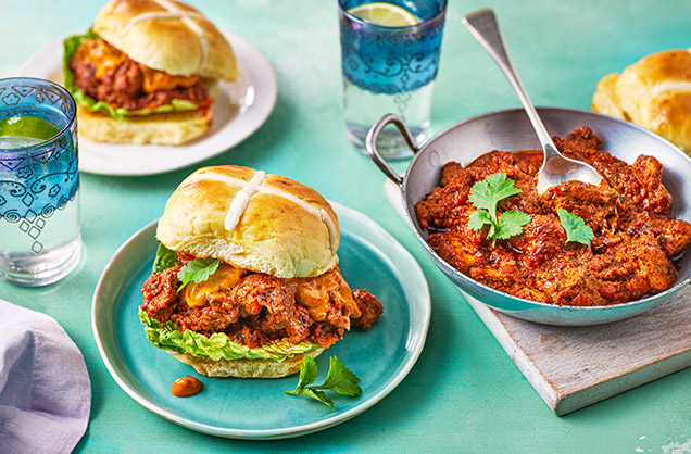 Rohit Ghai's cheese hot cross bun chicken tikka sandwich recipe
