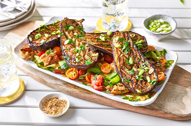 Miso aubergine summer salad