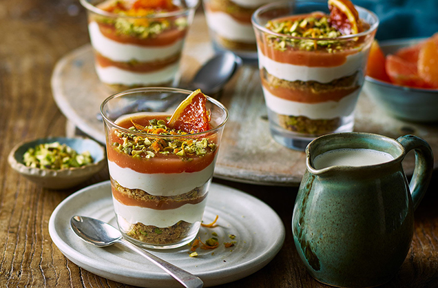 Blood orange and pistachio pots recipe