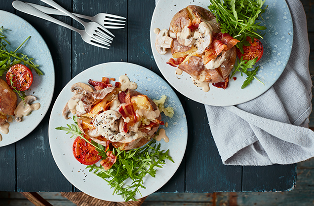 Tasty full English baked potatoes