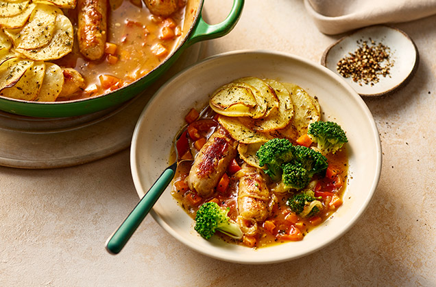 Wednesday: Caramelised onion and sausage hotpot