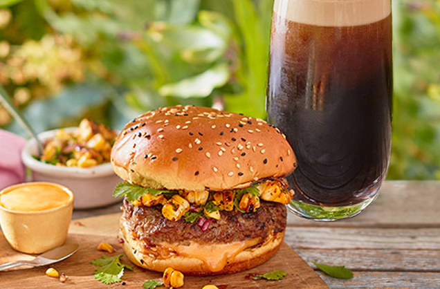 Charred corn and sriracha mayo