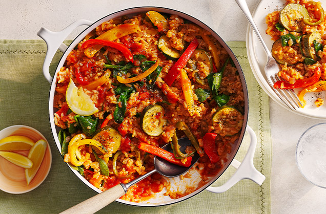 Speedy cheat’s summer veg paella