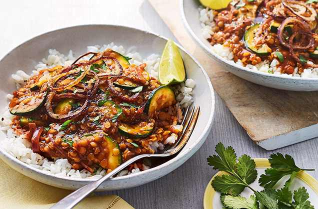 Cheat's courgette dhal