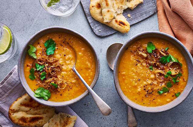 Make fresh stock: Creamy dhal soup
