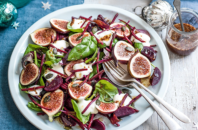 Goat's curd, fig and beetroot salad recipe