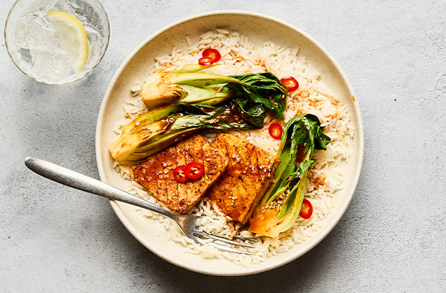 Gochujang tofu with pak choi