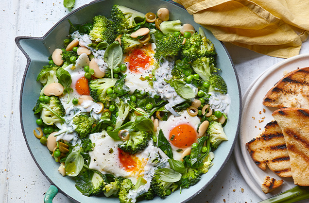 Green baked eggs
