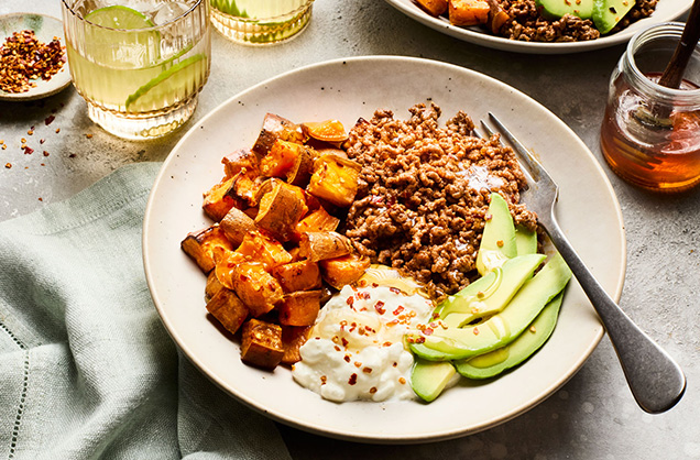 Hot honey beef bowls