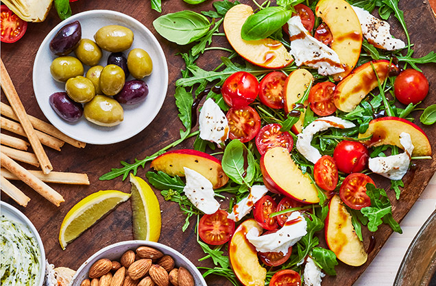 Mozzarella, nectarine and tomato salad
