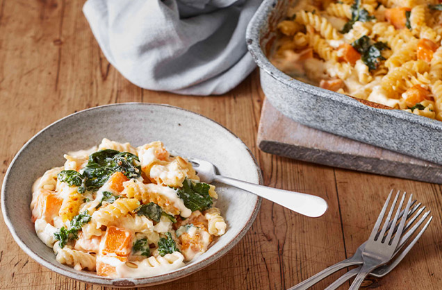 Butternut squash & kale mac ’n’ cheese