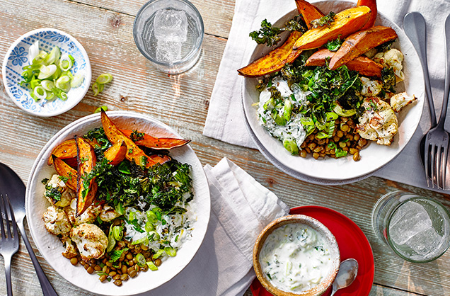 Wednesday: Roasted veg and lentil salad bowl