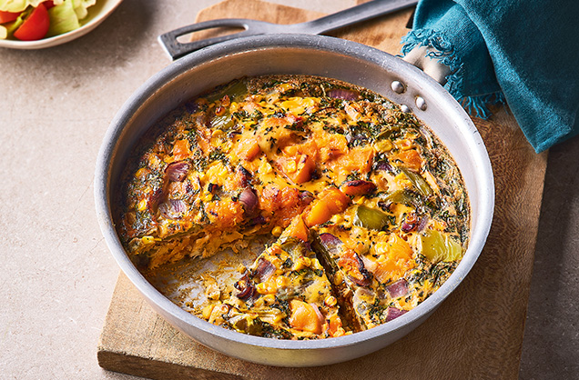 Roasted butternut squash and corn frittata