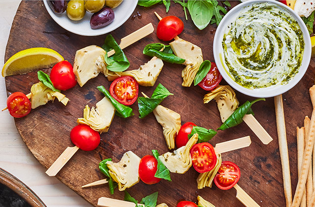 Veggie antipasti skewers​