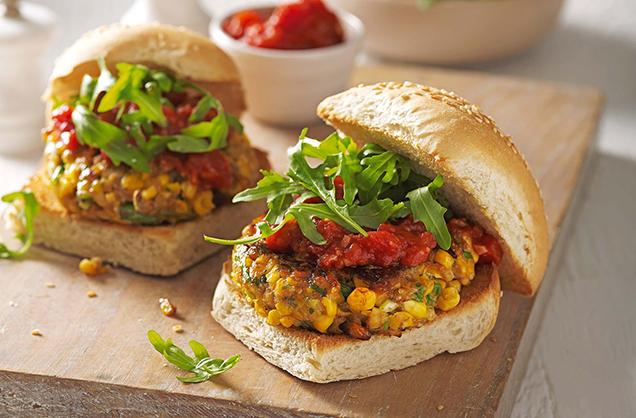 Sweetcorn and chickpea burgers recipe