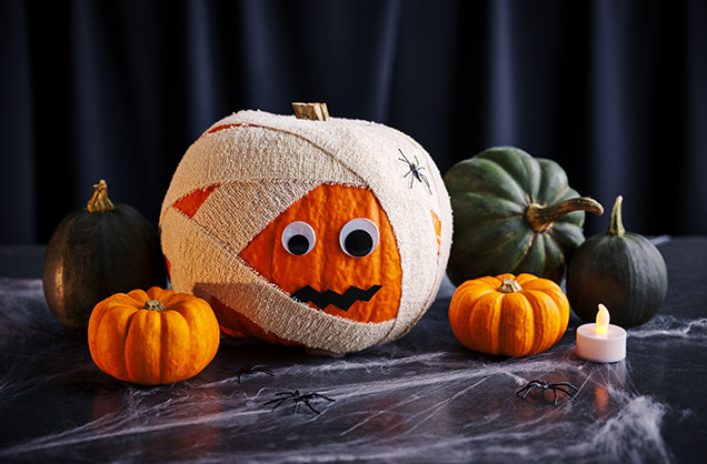 Bandaged mummy pumpkin