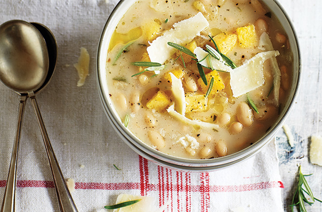 Tuesday: Italian white bean soup with polenta croutons