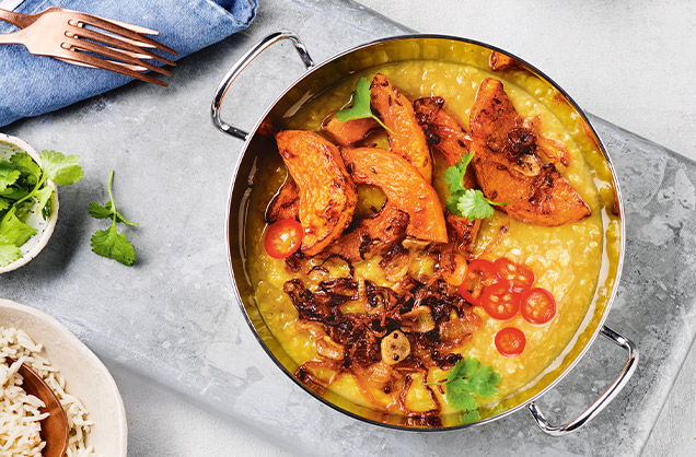 Roasted squash Tadka dhal recipe