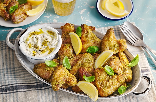 Garlic and pesto wings