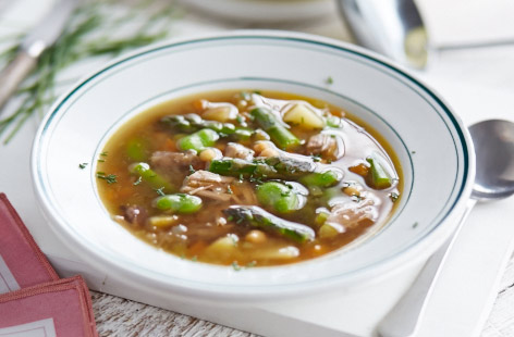 Leftover shredded lamb and spring vegetable soup recipe