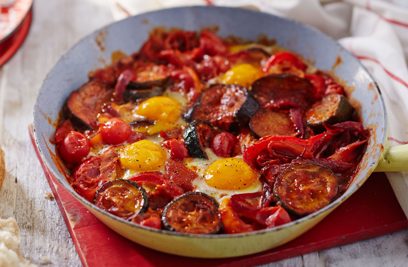 One-pan ratatouille eggs recipe