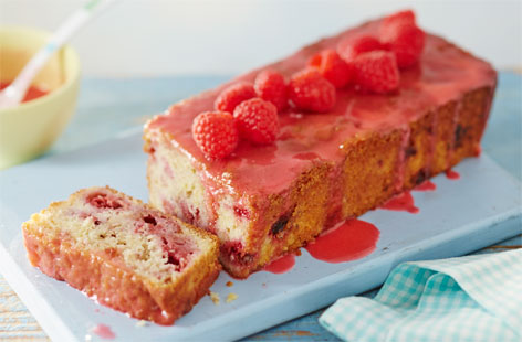 Kids will love the bright pink of the raspberry drizzle icing on this lemony cake. They can spoon however much of the icing they like onto the warm sponge as it cools.