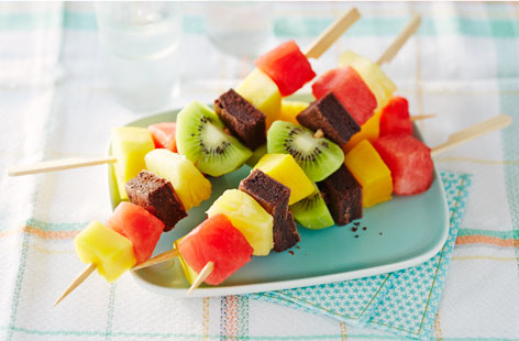 These simple fruit skewers are the perfect treat for a family get-together or summer BBQ. 