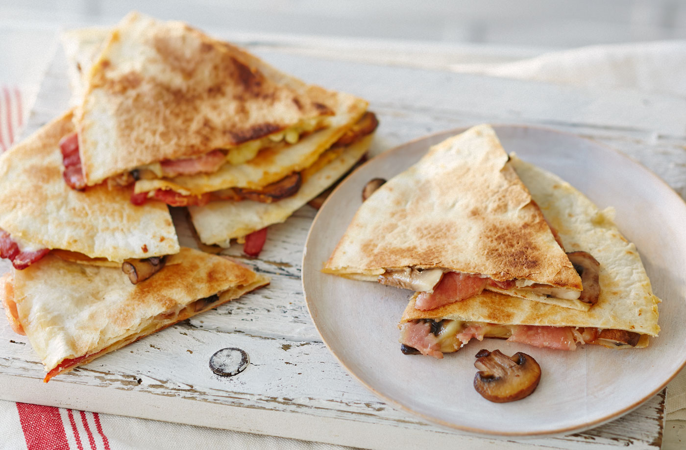 Bacon and mushroom quesadillias recipe