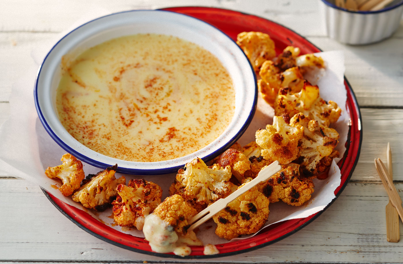 Smoky campfire cauliflower fondue recipe