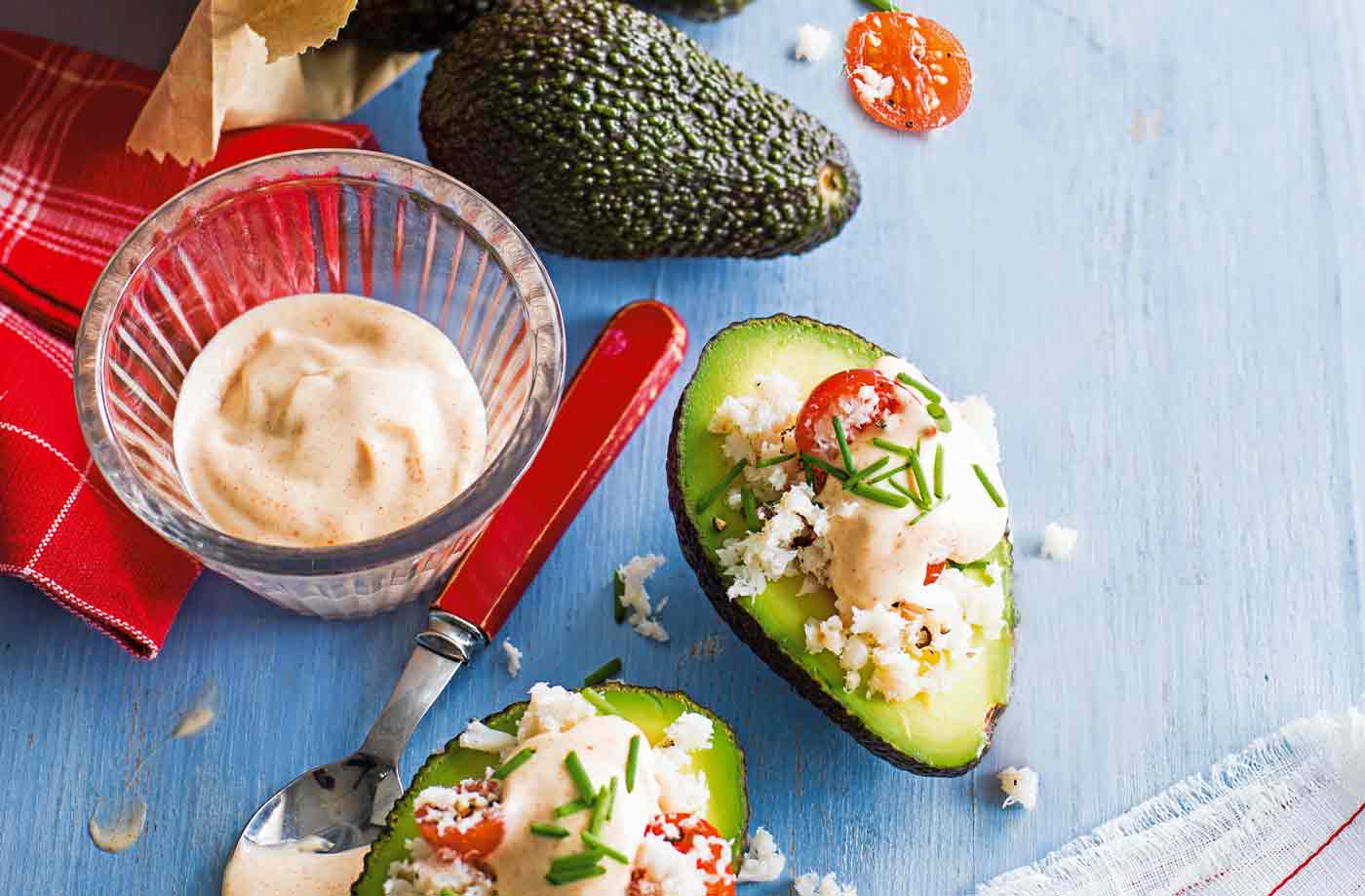 Avocado stuffed with crab and paprika mayonnaise recipe