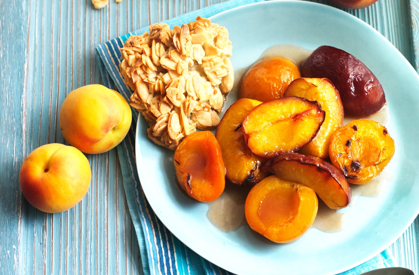 Baked nectarines and apricots with Marsala and honey recipe