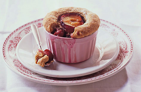 The British plum season is ephemeral as it gets. Make the most of that short-lived period of plum ripeness with this recipe for baby plum cobblers. This recipe serves four and the option of eating out of your own personal ramekin makes it all the more special.