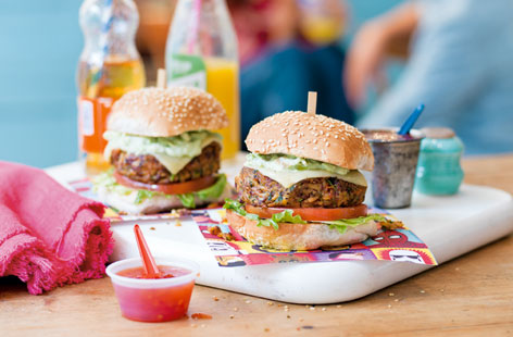 These Mexican bean burgers are brilliant vegetarian alternatives to beef burgers and a great way of getting the kids involved in the kitchen.