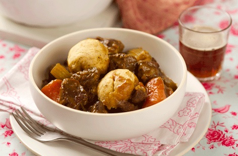 A rich recipe for warming beef stew with gluten free dumplings, perfect for those wintery nights. Beef and vegetables are gently simmered in ale and stock for a few hours, allowing plenty of time to make the dumplings with free-from flour, butter, oregano and lashings of black pepper.